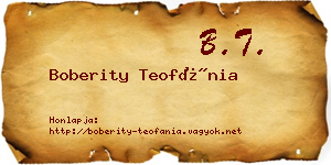 Boberity Teofánia névjegykártya